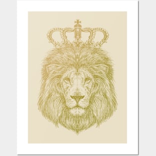 Lion sketch with crown t-shirt - Royal king lion head shirt Posters and Art